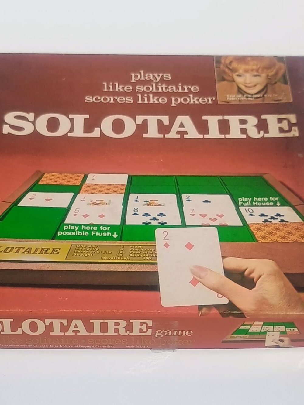 Vintage Milton Bradley Solotaire 4330 Board Game 1973 Lucille Ball Card Retro MB
